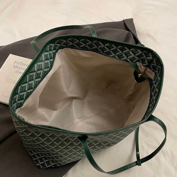 2pcs/Set Large Capacity Patchwork Tote Bags – Green Geometric Design, Ideal for Travel, Shopping, and Daily Use spring 2026 collection