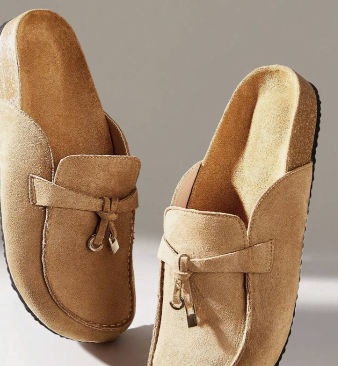 Women’s Khaki Slingback Flat Shoes Fringe Detail Slip-On Casual Sandals spring 2026 collection