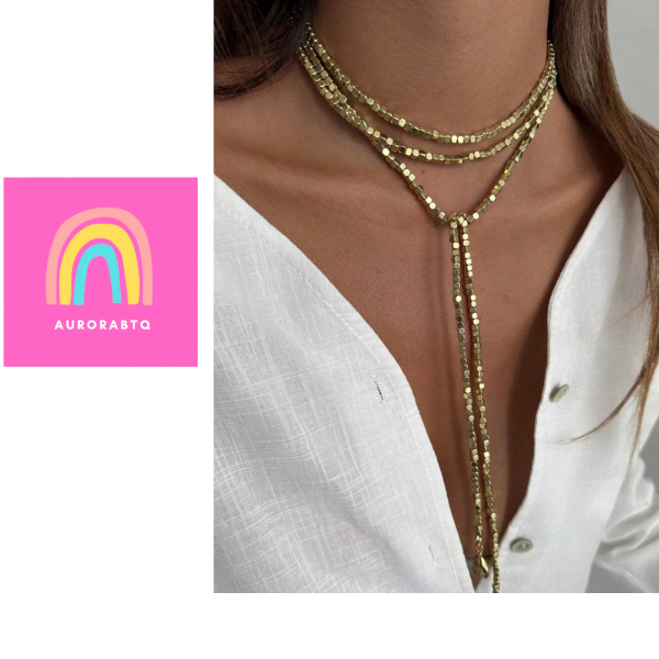 Women’s Long Tassel Necklace CZ Faux Pearl Beaded Pendant Gold spring 2026 collection