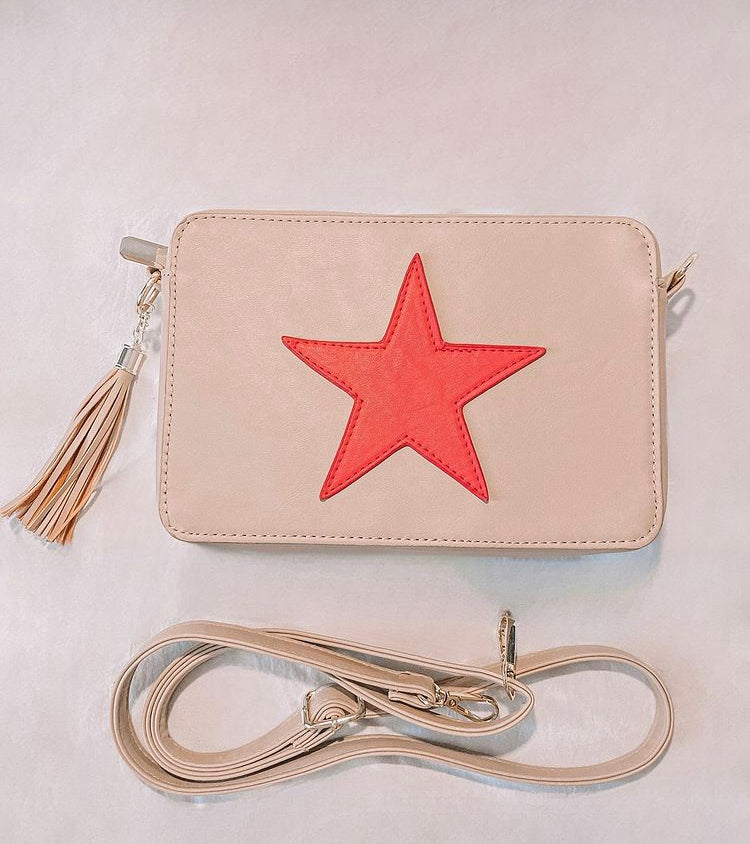 The Pink Star Cream Crossbody Bag