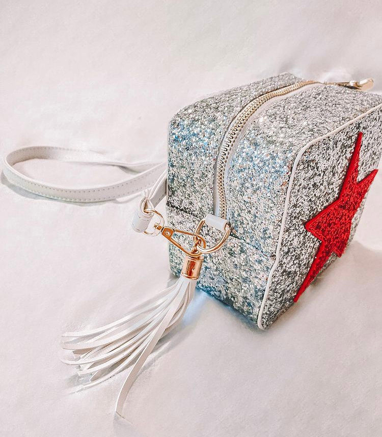 Small Red Glitter Crossbody Handbag (Cute)