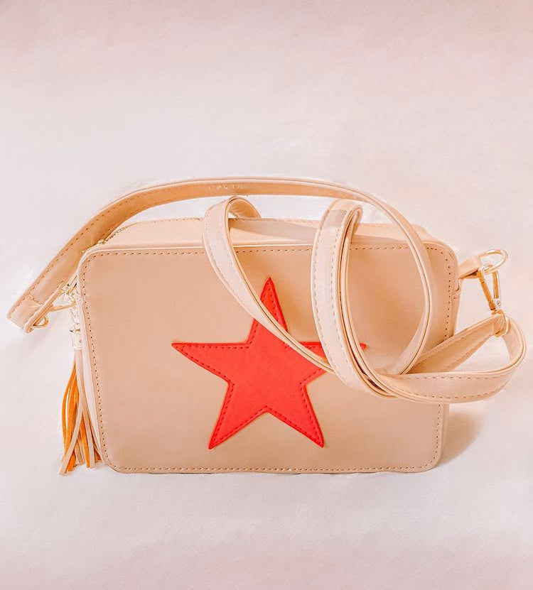 The Pink Star Cream Crossbody Bag