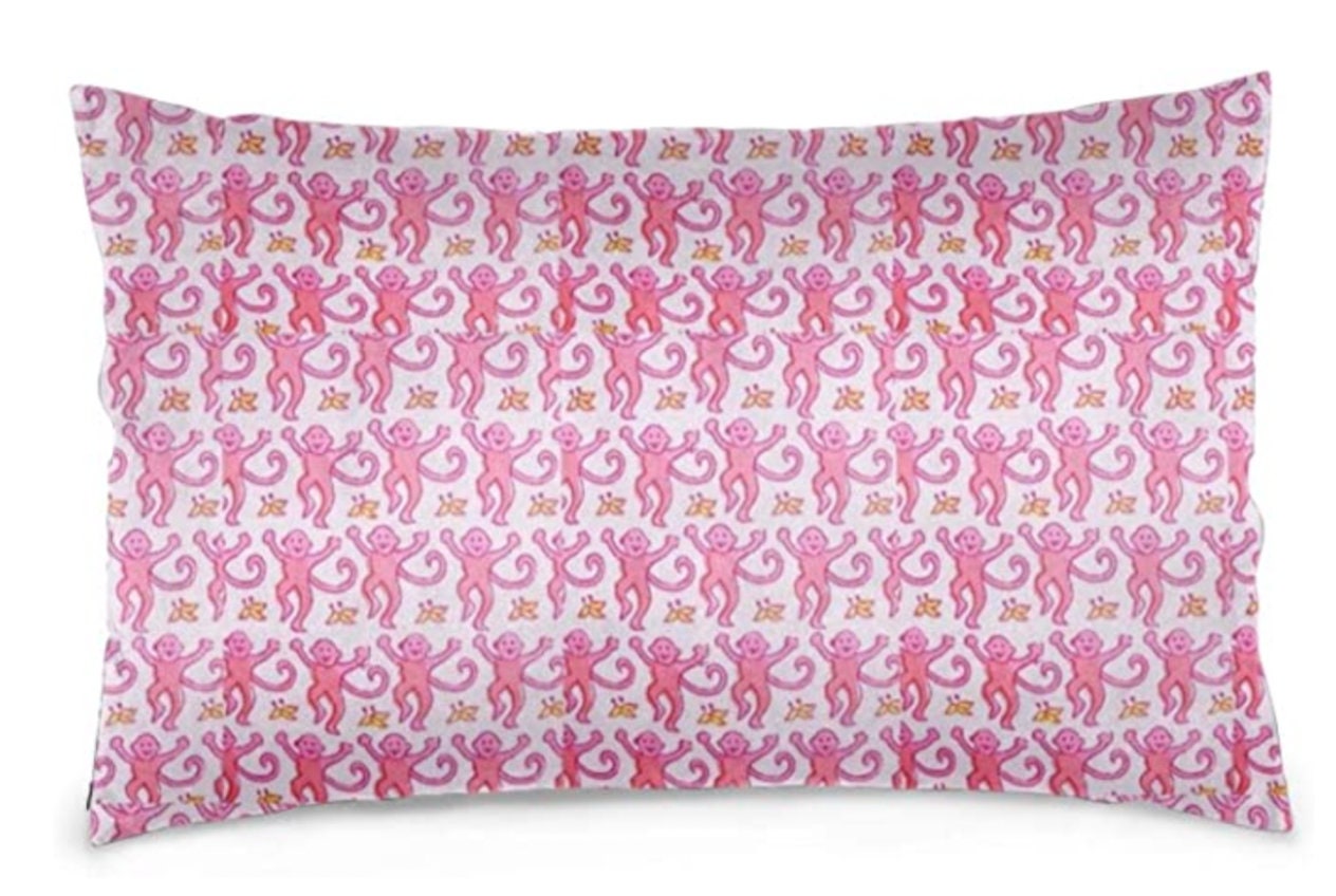 The Monkey Pillow Case in Pink (Rectangular)