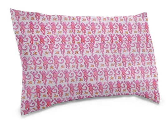 The Monkey Pillow Case in Pink (Rectangular)