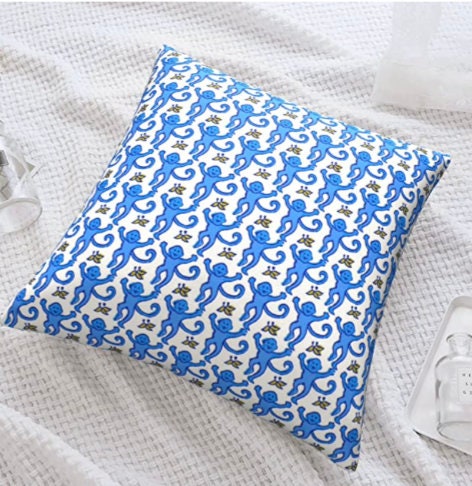 The Monkey Pillow Case in Blue