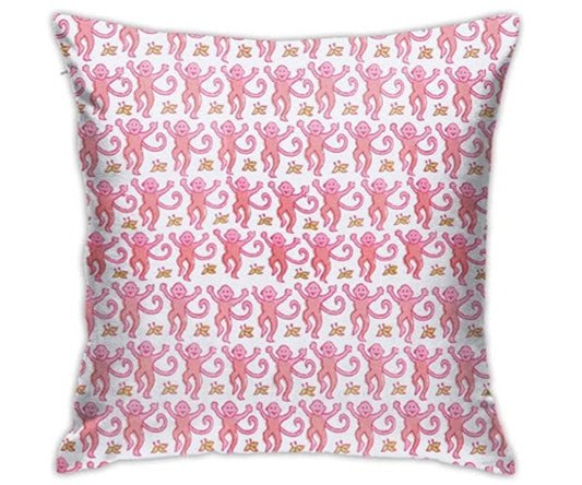 The Monkey Pillow Case in Pink