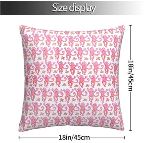 The Monkey Pillow Case in Pink