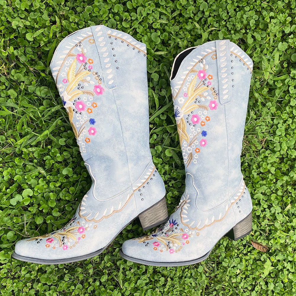 Blue on sale floral boots