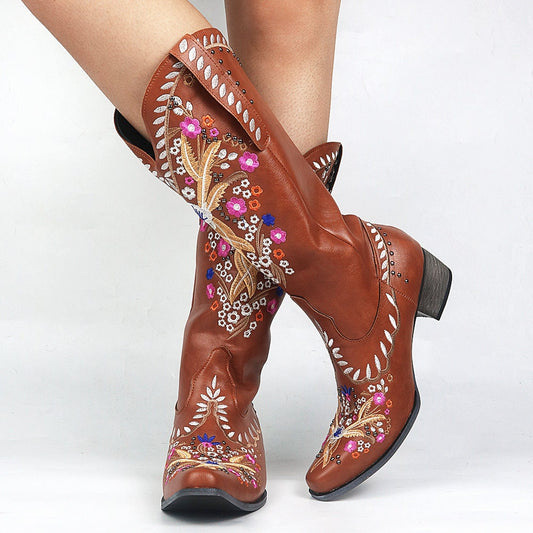 The Flower Cowboy Boots - Brown